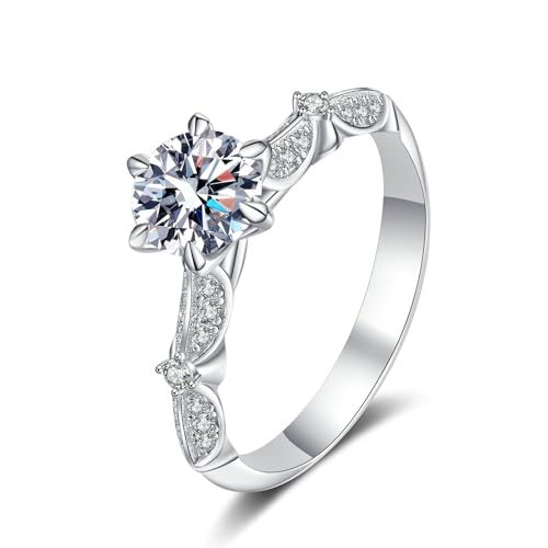 Bishilin Eheringe Platin 950 Einzeln Damen, Frauen Ring mit 1ct Diamant Verlobungsringe Trauringe ohne Nickel Große 57 (18.1) von Bishilin