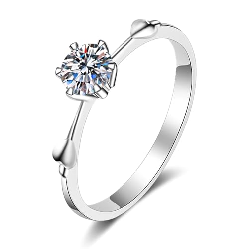 Bishilin Eheringe Platin 950 Einzeln Damen, Ringe Herzen Solitär mit 0.5ct Diamant Hochzeitsringe Memoir Verlobung Ringe Frauen Gr.50 (15.9) von Bishilin