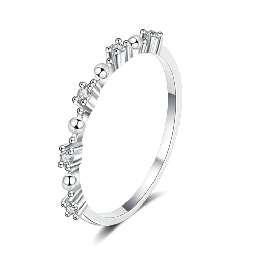 Bishilin Eheringe Platin 950 Einzeln Damen, Ringe Verlobung Schmal mit Diamant 0.1ct Hochzeitsringe Frauen Ringe Jahrestag Memoir Große 58 (18.5) von Bishilin