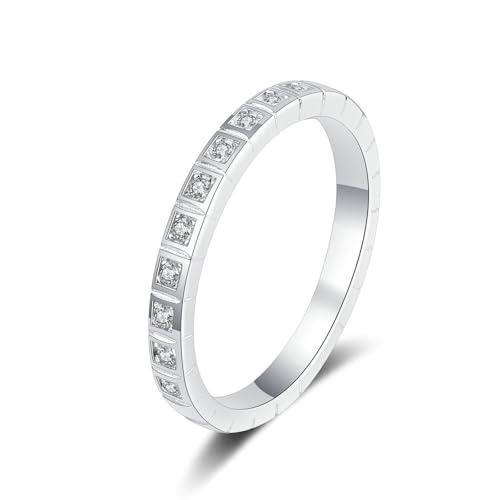 Bishilin Eheringe Weißgold 375 Einzeln Damen, Frauen Ring mit 0.2ct Diamant Bandring Verlobungsringe Trauringe ohne Nickel Gr.53 (16.9) von Bishilin