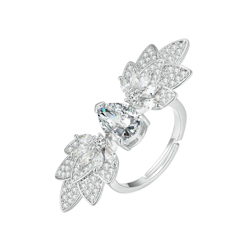 Bishilin Eheringe Weißgold 585 Einzeln Damen, Ringe Engelsflügel mit Moissanit Hochzeitsringe Verlobung Ringe Frauen Gr.50 (15.9) von Bishilin