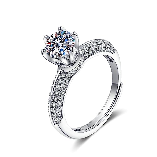 Bishilin Eheringe Weißgold 585 Einzeln Damen, Ringe Rose Blume mit Diamant Hochzeitsringe Verlobung Ringe Frauen Gr.54 (17.2) von Bishilin