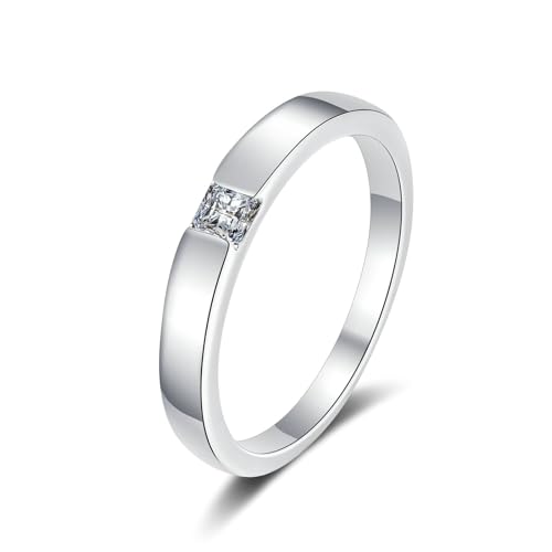 Bishilin Eheringe Weißgold 750 Einzeln Damen, Ringe Verlobung Solitär mit Diamant 0.3ct Hochzeitsringe Frauen Ringe Jahrestag Memoir Gr.62 (19.7) von Bishilin