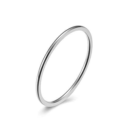 Bishilin Frauen Ringe Edelstahl, Damen Ring Personalisiert 1MM Schmal Bandring Freundschaftsring Silber Ringe in Bijouterie Große 55 (17.5) von Bishilin