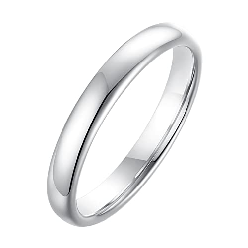 Bishilin Freundschaftsring Damen Wolframcarbid, Silber Ring Personalisiert 3MM Schmal Bandring Partnerringe mit Gravur Frauen Ringe in Bijouterie Gr.55 (17.5) von Bishilin