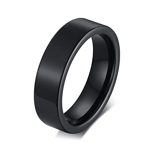 Bishilin Freundschaftsring Herren Keramik, Schwarz Ring Personalisiert 6MM Breit Bandring Partnerringe Männer Ringe in Bijouterie Gr.60 (19.1) von Bishilin