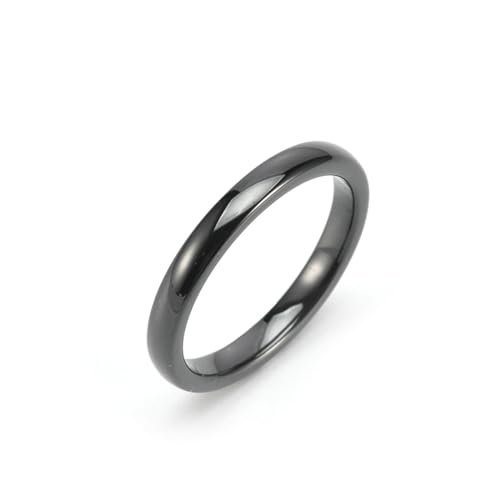Bishilin Freundschaftsringe Damen Keramik, Ring Personalisiert 3MM Schmal Bandring Ring Gr.65 (20.7), Partnerringe Frauen Ringe Nickelfrei Schwarz von Bishilin