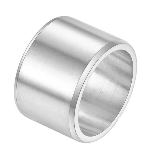 Bishilin Freundschaftsringe Herren Edelstahl, Ring Personalisiert Breit 15MM Matt Gebürstet Bandring Partnerringe Männer Ringe Nickelfrei Silber Gr.62 (19.7) von Bishilin