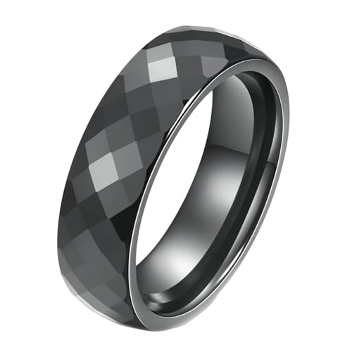 Bishilin Freundschaftsringe Herren Keramik, Ring Personalisiert 6MM Glänzend Bandring Partnerringe Männer Ringe Nickelfrei Schwarz Gr.52 (16.6) von Bishilin