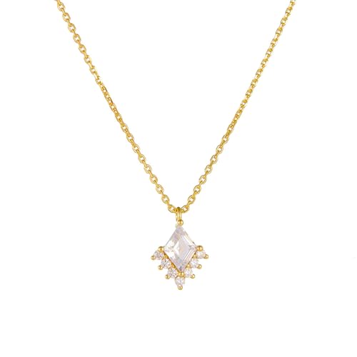 Bishilin Gold Halskette Damen 750 18 Karat Echtgold, Kette Anhänger Geometrie mit Moissanite Halskette Gold 45CM für Charms Hochzeit von Bishilin