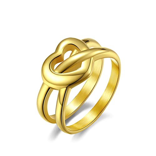 Bishilin Gold Ring Personalisiert, Damen Ringe Edelstahl Infinity Knot 10MM Freundschaftsringe Frauen Ringe in Bijouterie Große 60 (19.1) von Bishilin