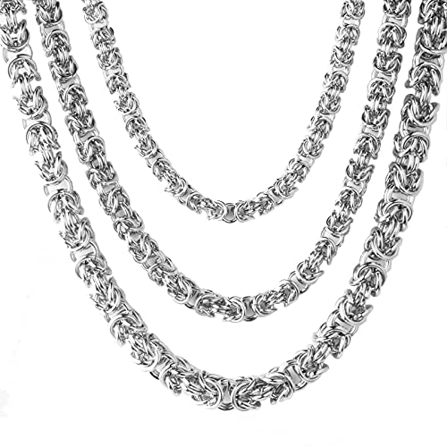 Bishilin Gothic Herren Halskette Edelstahl, 8MM Königskette Hip Hop Kette 60CM ohne Anhänger Silber Freundschaftskette von Bishilin