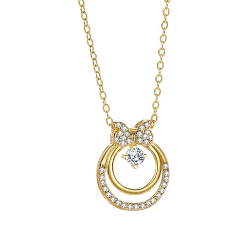 Bishilin Halskette Damen Gold 375 Echtgold 9K, Kette 45CM Gold Charms Anhänger Knoten mit Moissanite Hochzeit Halskette für Frauen Freundin von Bishilin