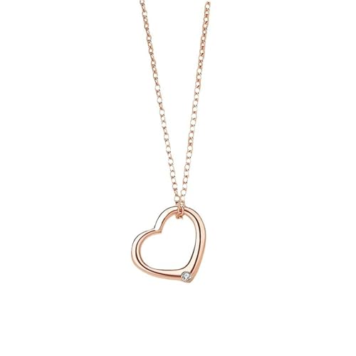 Bishilin Halskette Damen Rotgold 585, Kette Rosegold 45CM Charm Anhänger Herz mit Diamant Halskette Hochzeit für Braut Frauen von Bishilin