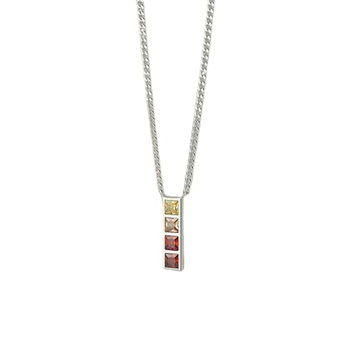 Bishilin Halskette Damen Weißgold 375, Kette Weißgold 45CM Charm Anhänger Zylinder mit Rubin Citrin Halskette Hochzeit für Braut Frauen von Bishilin