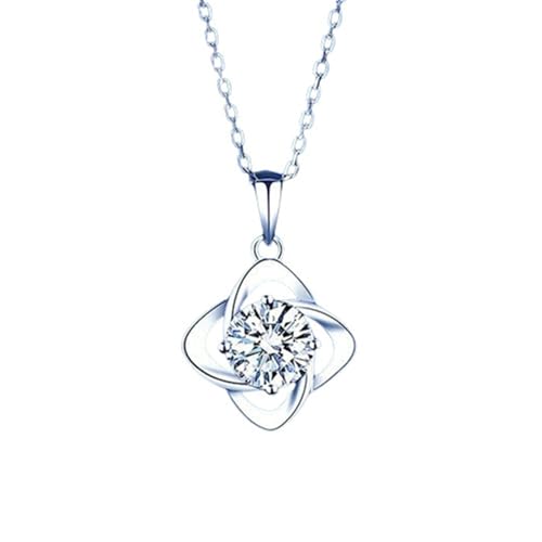Bishilin Halskette Damen Weißgold 585 Echtgold, Charms Anhänger Kleeblatt mit Moissanit 1ct Kette Weißgold 45CM für Hochzeit Frauen von Bishilin