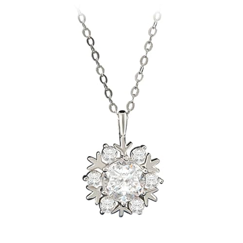 Bishilin Halskette Damen Weißgold 585 Echtgold, Charms Anhänger Schneeflocke mit 1ct Moissanit Kette Frauen Weißgold 45CM für Hochzeit von Bishilin