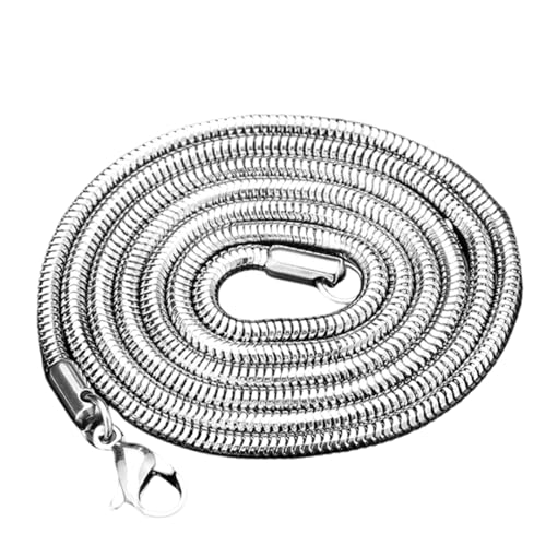 Bishilin Halskette Gothic Herren, Edelstahl Kette Männer 65CM ohne Anhänger 4MM Schlangenkette Partnerkette Hip Hop Halsketten Silber von Bishilin
