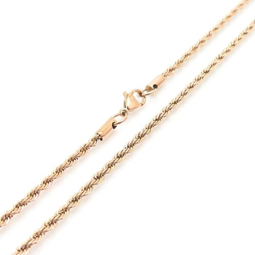 Bishilin Halskette ohne Anhänger Herren, Edelstahl Kette 60CM Rosegold Kordelkette 3MM Partnerkette Hip Hop Halskette Personalisiert von Bishilin