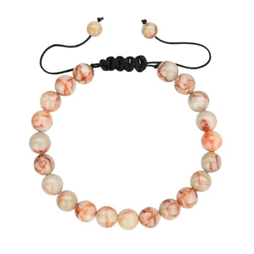 Bishilin Herren Damen Armband Perlen, Paar Armbänder Charms 8MM Rot Jade Perlenarmband Chakra Personalisiert Verstellbar von Bishilin
