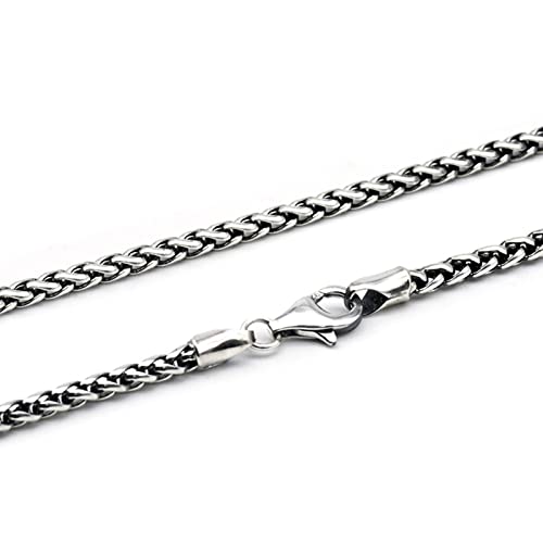 Bishilin Herren Halskette 925 Silber Biker, 3MM Zopfkette mit Karabinerverschluss Silber Kette 50CM ohne Anhänger Partnerkette von Bishilin