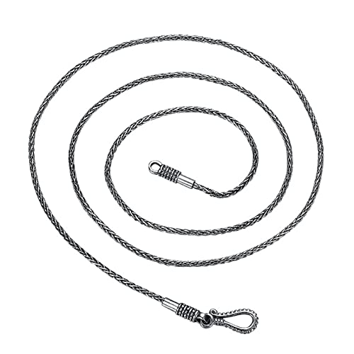 Bishilin Herren Halskette Silber 925, 1.5MM Zopfkette mit Hakenverschluss Silber Kette 60CM Biker Partnerkette Freundschaftskette für Männer Jugend von Bishilin