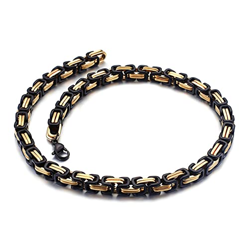 Bishilin Herren Kette Edelstahl 60CM, Königskette 6MM Breit Halskette ohne Anhänger Biker Gold Schwarz Freundschaftskette von Bishilin