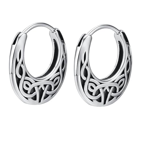 Bishilin Herren Ohrringe Edelstahl, Creolen Ohrringe Hoop mit Keltische Knoten Silber Ohrringe Hypoallergen für Männer von Bishilin