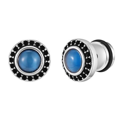 Bishilin Herren Ohrringe Edelstahl, Ohrstecker Männer 9MM mit Blau Opal Silber Ohrringe in Bijouterie Bishilin Herren Ohrringe Edelstahl, Ohrstecker Männer 9MM mit Blau Opal Silber Ohrringe in Bijouterie von Bishilin