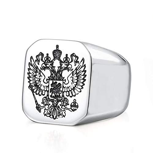 Bishilin Herren Ring Edelstahl Punk, Ring Adler Hochglanzpoliert Siegelring Quadrat Partnerringe Silber Ring Größe 70 (22.3) von Bishilin