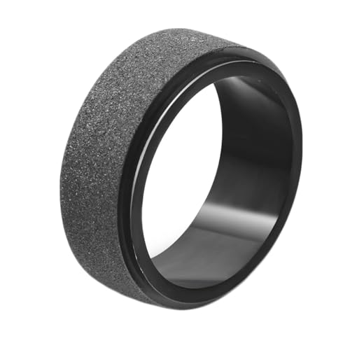 Bishilin Herren Ringe Personalisiert, Ring Edelstahl 8MM Drehbar Matt Bandring Schwarz Ringe Partnerring für Männer Größe 54 (17.2) von Bishilin