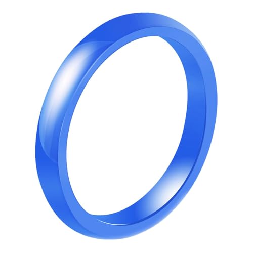 Bishilin Herren Ringe Personalisiert, Ring Keramik 3MM Glänzend Bandring Blau Ringe Partnerring für Männer Größe 54 (17.2) von Bishilin