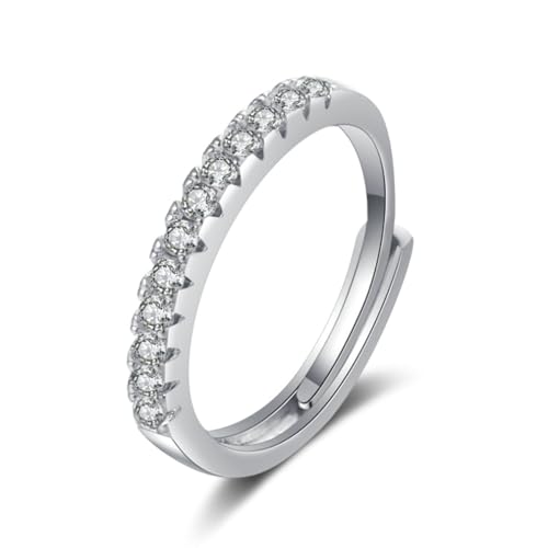 Bishilin Hochzeitsringe Weißgold 585, Damen Ringe 2MM Schmal mit Diamant Bandring Trauringe Ungewöhnlich Eheringe ohne Nickel Größe 49 (15.6) von Bishilin