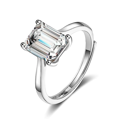 Bishilin Hochzeitsringe Weißgold 585, Damen Ringe Solitär mit Moissanit Trauringe Ungewöhnlich Eheringe ohne Nickel Gr.52 (16.6) von Bishilin