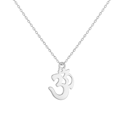 Bishilin Kette 45CM Damen mit Anhänger, Halskette 750 Weißgold Om Symbol Anhänger Kette für Frauen Charms von Bishilin