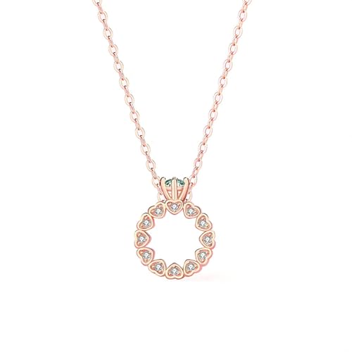 Bishilin Kette 750 Rotgold Damen, Halskette Rosegold 45CM Charms Anhänger Krone Herzen mit Moissanit Hochzeit Kette für Frauen Braut von Bishilin
