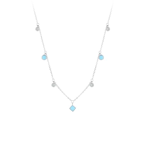 Bishilin Kette 750 Weißgold Damen, Collier Halskette Weißgold 45CM Charms Boho mit Moissanite Hochzeit Kette für Frauen Braut von Bishilin