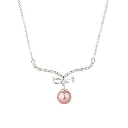 Bishilin Kette 750 Weißgold Damen, Halskette Weißgold 45CM Charms Anhänger Knoten mit Perle und Diamant Hochzeit Kette für Frauen Braut von Bishilin