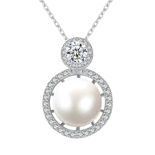 Bishilin Kette 750 Weißgold Damen, Halskette Weißgold 45CM Charms Anhänger Sonne mit Weiß Perle und Diamant Hochzeit Kette für Frauen Braut Bishilin Kette 750 Weißgold Damen, Halskette Weißgold 45CM Charms Anhänger Sonne mit Weiß Perle und Diamant Hochzeit Kette für Frauen Braut von Bishilin
