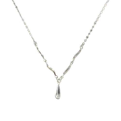 Bishilin Kette 750 Weißgold Damen, Halskette Weißgold 45CM Charms Anhänger Tropfen Hochzeit Kette für Frauen Braut von Bishilin