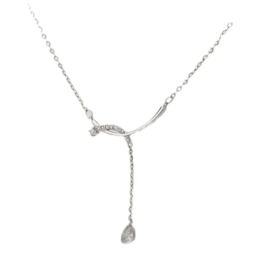 Bishilin Kette Anhänger 375 Weißgold, Damen Halskette Anhänger Geometrie mit Tropfen Moissanit Frauen Kette Weißgold 45CM für Charms Hochzeit von Bishilin