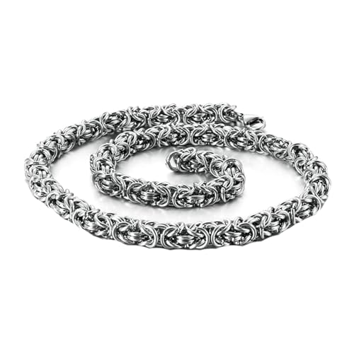 Bishilin Kette Herren Edelstahl 65CM, Männer Halskette Personalisiert ohne Anhänger 8MM Königskette Freundschaftskette Gothic Kette Silber von Bishilin