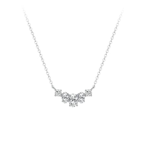 Bishilin Kette Weißgold 375 9K Echtgold Damen, Halskette mit Moissanite Anhänger Kette Weißgold 45CM für Frauen Hochzeit von Bishilin