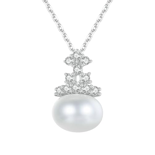 Bishilin Kette mit Anhänger Weißgold 375, Halskette Damen 45CM Charms Anhänger Krone mit Perle und Diamant Kette Hochzeit Braut für Charms Bishilin Kette mit Anhänger Weißgold 375, Halskette Damen 45CM Charms Anhänger Krone mit Perle und Diamant Kette Hochzeit Braut für Charms von Bishilin