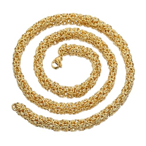 Bishilin Kette ohne Anhänger Herren, Halskette Edelstahl 46CM Gold Königskette 10MM Gothic Ketten Männer Partnerkette Personalisiert von Bishilin
