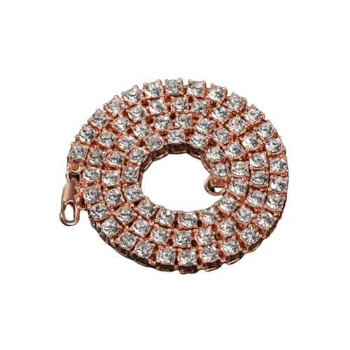 Bishilin Kette ohne Anhänger Herren, Halskette Edelstahl 50CM Rosegold Tennis Kette 5. mit Zirkonia 5.5MM Gothic Ketten Männer Partnerkette Personalisiert von Bishilin