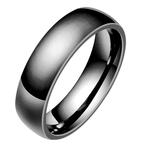 Bishilin Männer Ringe Edelstahl Schwarz, Herren Ring Personalisiert 5MM Glatt Bandring Freundschaftsring Hochzeit Ringe Nickelfrei Größe 60 (19.1) von Bishilin