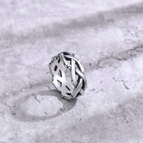 Bishilin Männer Ringe Edelstahl Vintage Silber, Herren Ring Personalisiert Unendlichkeit 8.5MM Freundschaftsring Gothic Ringe Nickelfrei Größe 62 (19.7) von Bishilin
