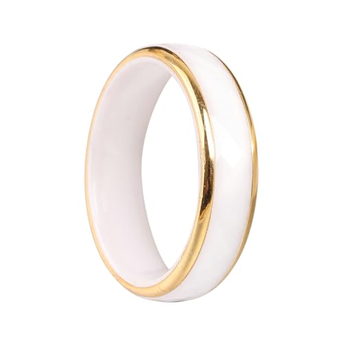 Bishilin Männer Ringe Keramik Weiß, Herren Ring Personalisiert 6MM Glänzend Bandring Freundschaftsring Hochzeit Ringe Nickelfrei Größe 54 (17.2) von Bishilin