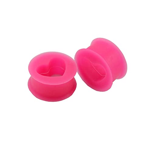 Bishilin Ohr Tunnel Silikon, Ohr Plug 8MM Damen in Herzform Rosa Piercing Tunnel Ohr Expander 2er Set von Bishilin